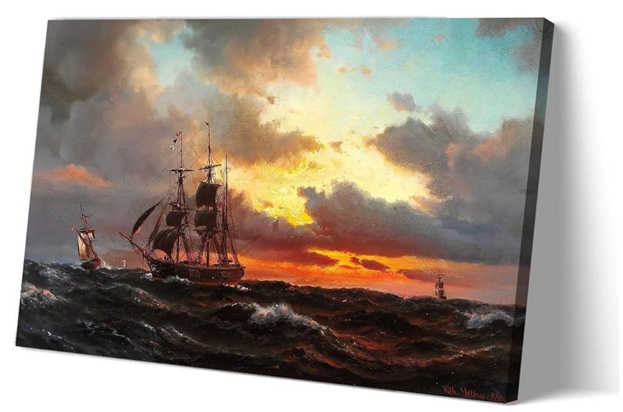 Amazon.com: Sailboat Wall Art Framed Vintage Seascape With